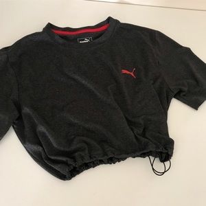 PUMA t-shirt drawstring crop top charcoal